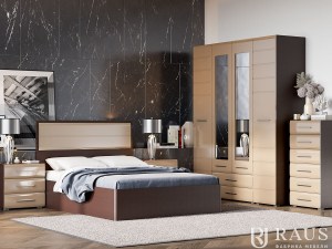 Модульная спальня Инесса New (Raus) капучино глянец/венге